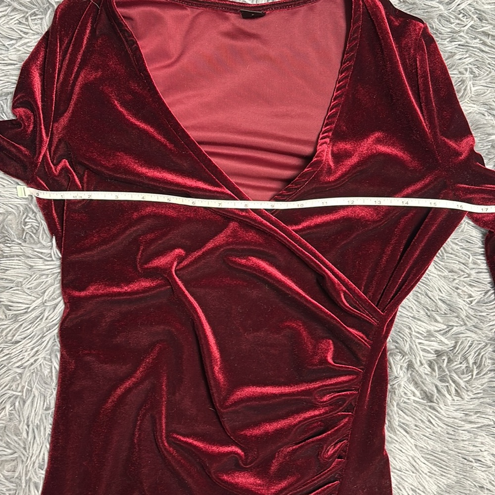SHEIN Burgundy Velvet Long Sleeve Dress - Picture 13 of 16